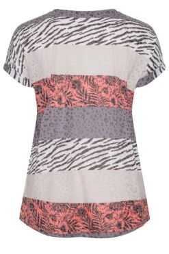 YOURS Curve Orange Stripe Animal Print T-Shirt -Saga Dresses Shop ab52d2d0 02a0 4a 302235 Y