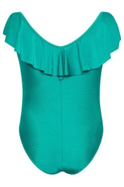 YOURS Curve Green Frill Plunge Tummy Control Swimsuit -Saga Dresses Shop ab55e910 b708 46 150280 Y