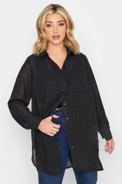 YOURS LONDON Curve Black Check Chiffon Shirt -Saga Dresses Shop ab66fcd4 07d1 4d 162218 A2