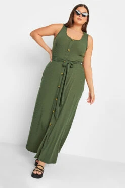 YOURS Curve Green Button Through Sleeveless Maxi Dress