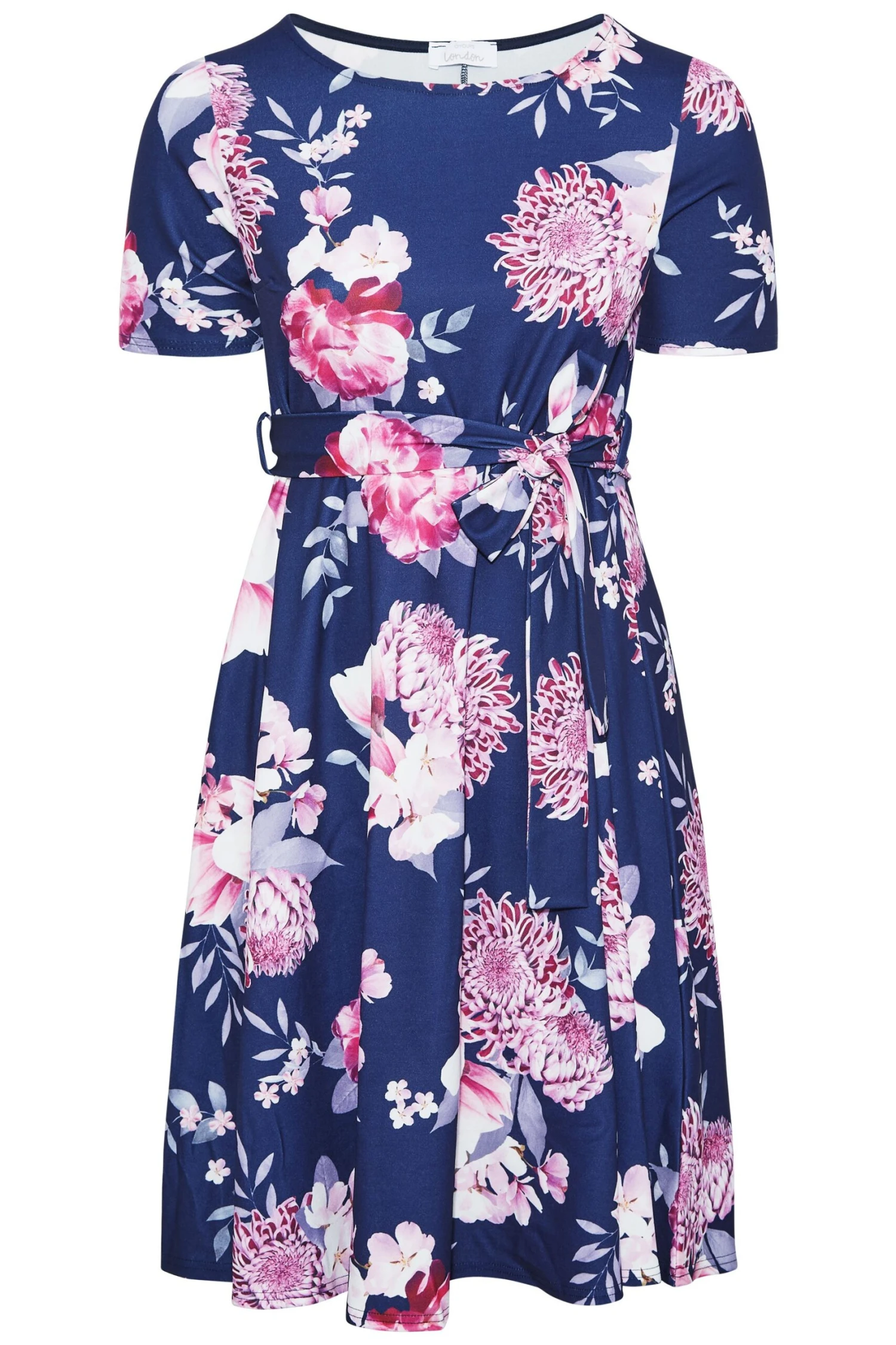 YOURS LONDON Curve Navy Blue Floral Print Midi Skater Dress 5 YOURS LONDON Curve Navy Blue Floral Print Midi Skater Dress - Image 5