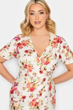 YOURS PETITE Curve White Floral Wrap Midi Dress 8 YOURS PETITE Curve White Floral Wrap Midi Dress -Saga Dresses Shop acf8488c b596 4f 174482 D