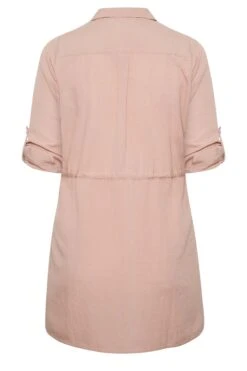 YOURS Curve Blush Pink Utility Tunic Linen Look Shirt -Saga Dresses Shop ade83078 6501 40 131721 Y