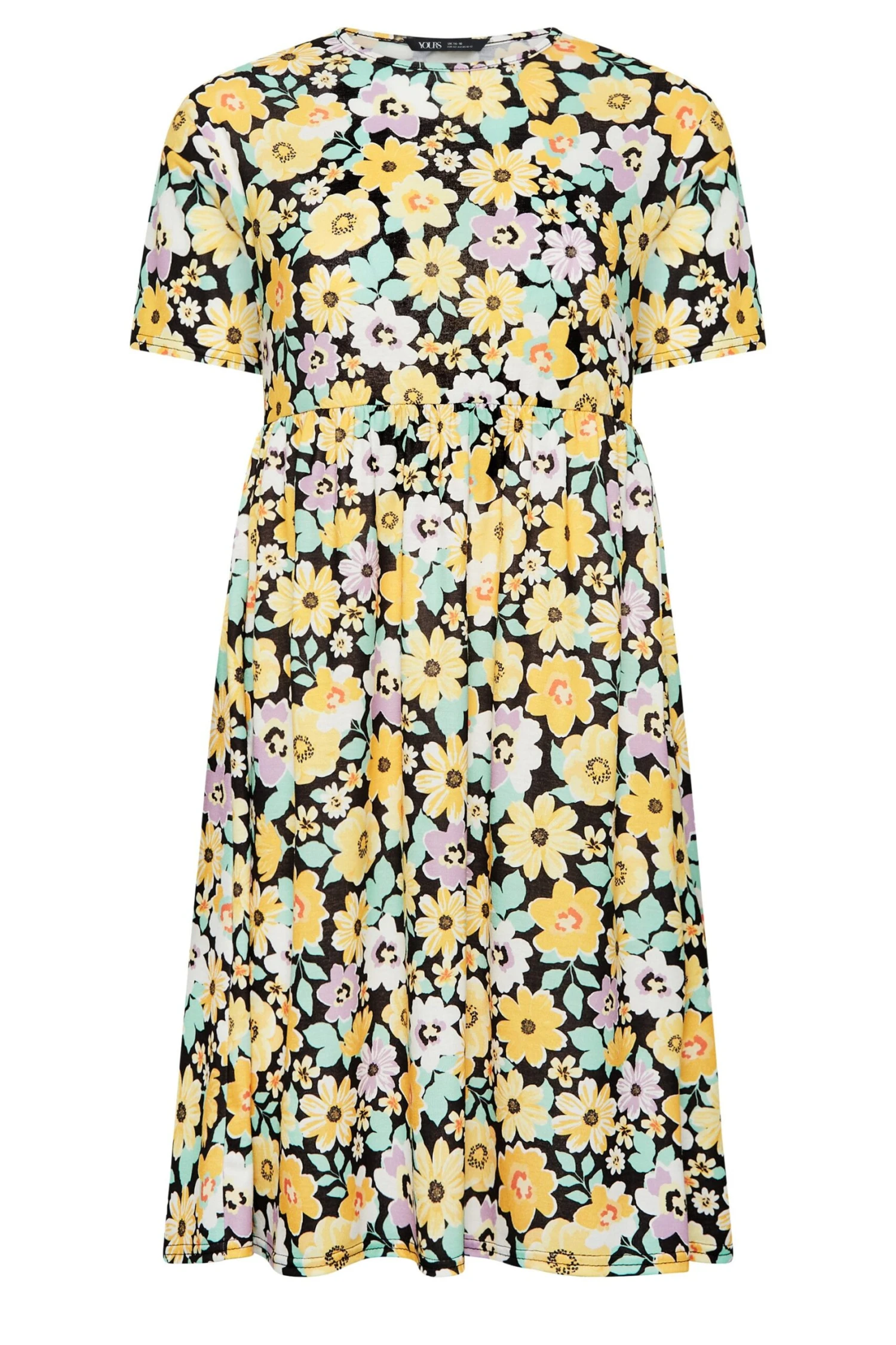 YOURS PETITE Curve Yellow Floral Print Smock Dress 6 YOURS PETITE Curve Yellow Floral Print Smock Dress - Image 6