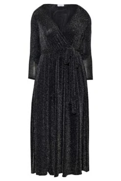 YOURS LONDON Curve Black & Silver Glitter Wrap Dress -Saga Dresses Shop afcb63a4 de36 45 161640 X