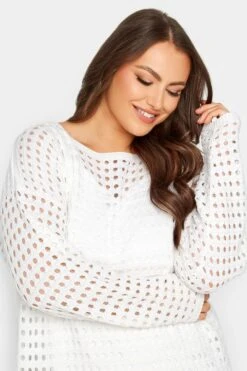 YOURS Curve White Crochet Midaxi Dress -Saga Dresses Shop afd47d36 a0ff 4f 192834 D