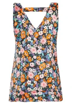 YOURS Curve Black Floral Print Satin Vest Top -Saga Dresses Shop b0a30890 8f5c 40 131613 Y