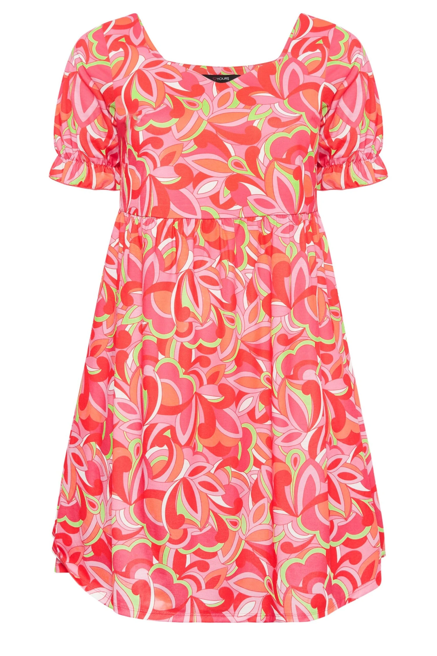 LIMITED COLLECTION Curve Red Abstract Print Smock Dress 5 LIMITED COLLECTION Curve Red Abstract Print Smock Dress - Image 5