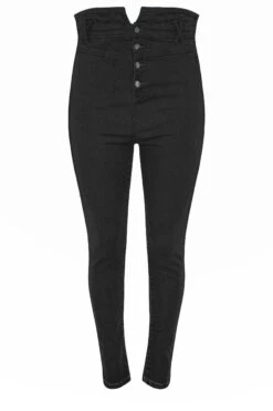 YOURS Curve Black Corset Waist Stretch Skinny AVA Jeans -Saga Dresses Shop b160dbc9 ca40 4a 142800 F