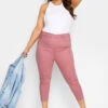 YOURS Curve Rose Pink Cropped Stretch GRACE Jeggings