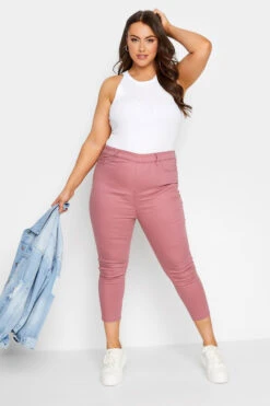 YOURS Curve Rose Pink Cropped Stretch GRACE Jeggings