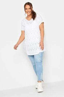 YOURS 2 PACK Curve Navy Blue & White Broderie Anglaise Swing Tops -Saga Dresses Shop b19241b7 e668 4a 321082 B