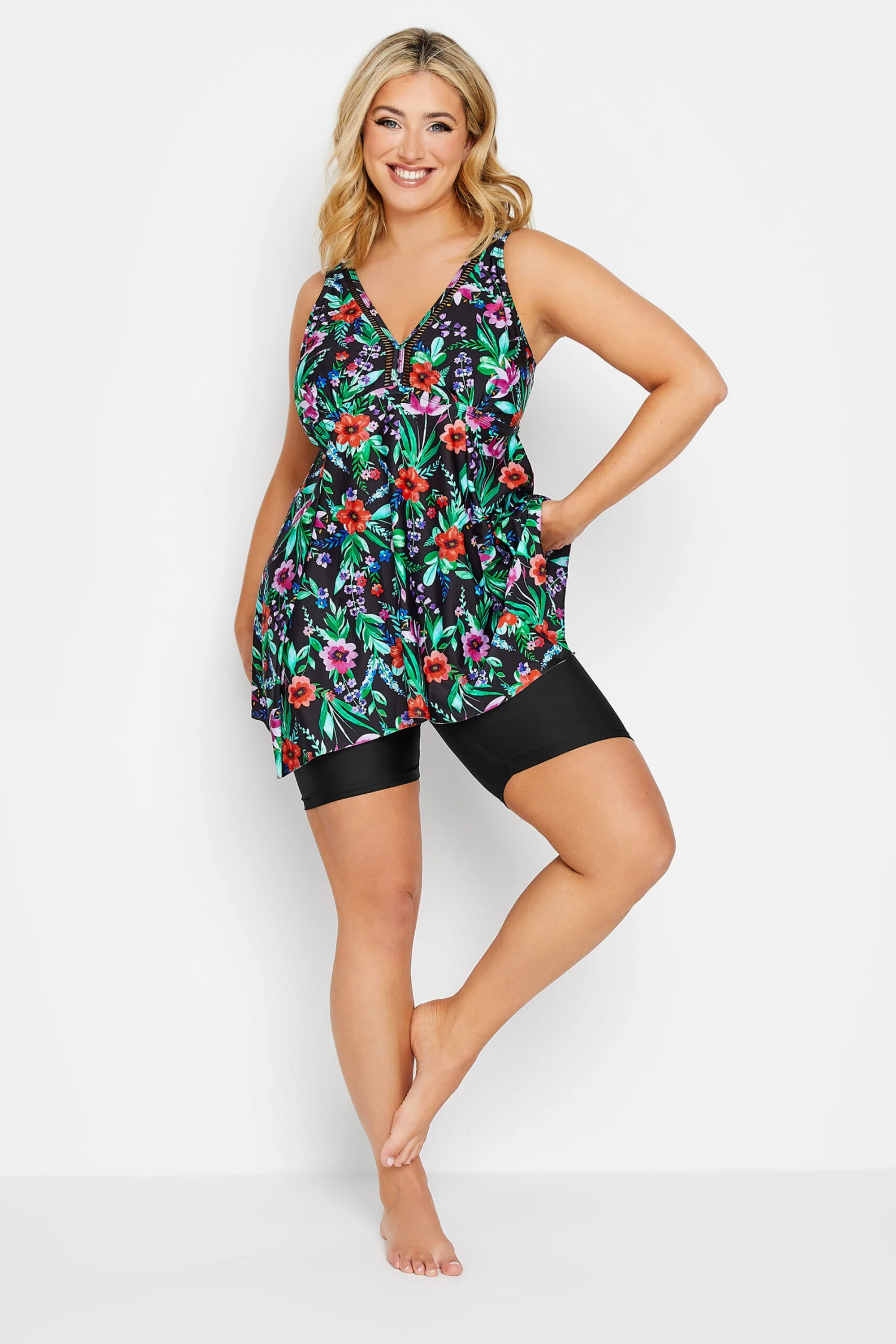 YOURS Curve Black High Waist Swim Shorts 1 YOURS Curve Black High Waist Swim Shorts