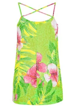 YOURS Curve Green Tropical Print Strappy Vest Top -Saga Dresses Shop b1d776f5 4248 44 300759 Y