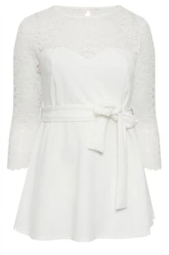 YOURS LONDON Curve White Lace Sweetheart Peplum Top 10 YOURS LONDON Curve White Lace Sweetheart Peplum Top -Saga Dresses Shop b2a79d4b 1454 42 162129 X