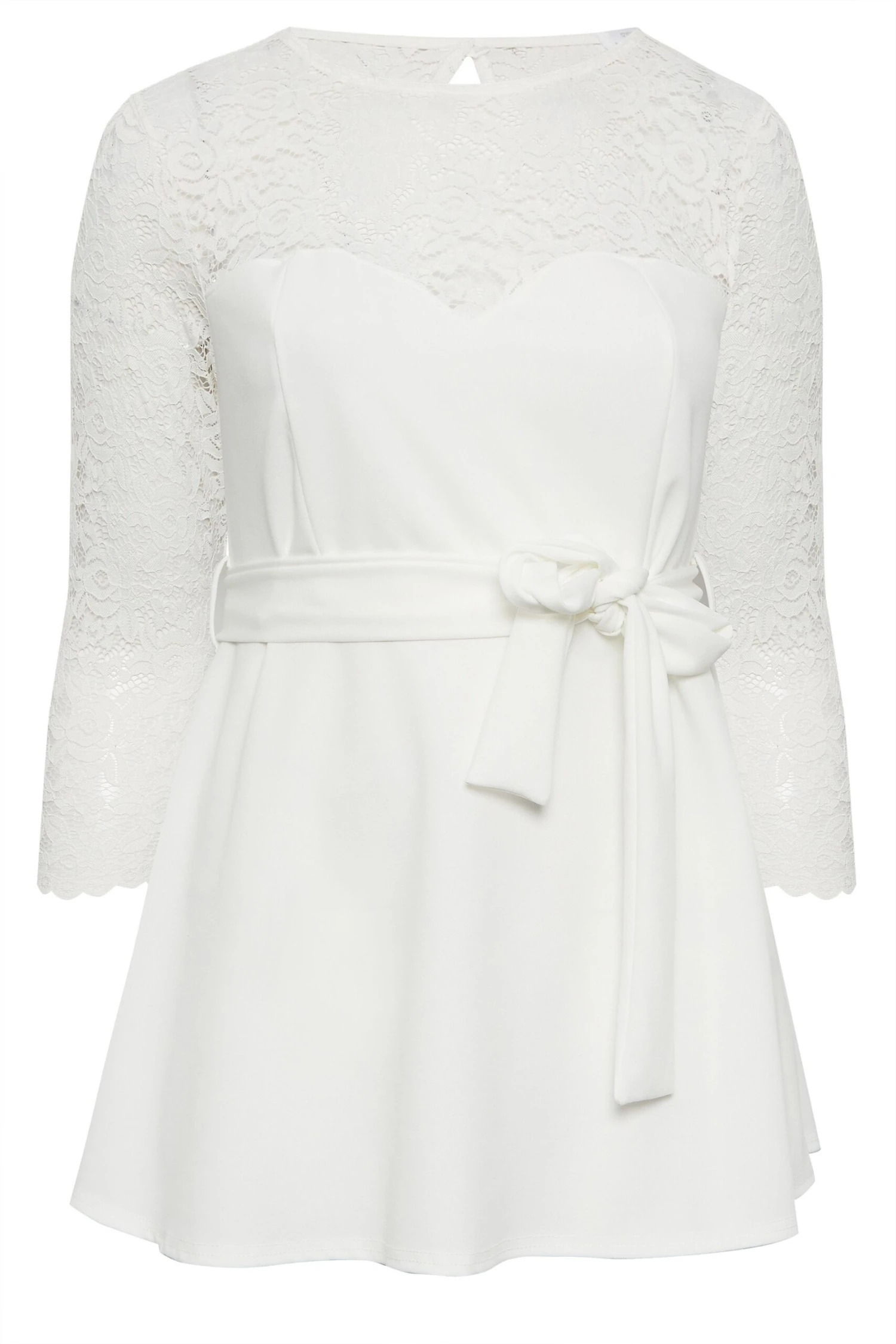 YOURS LONDON Curve White Lace Sweetheart Peplum Top 5 YOURS LONDON Curve White Lace Sweetheart Peplum Top - Image 5