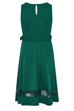 YOURS LONDON Curve Green Mesh Panel Skater Dress -Saga Dresses Shop b2afa6f7 1e2a 49 161626 Y
