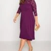 YOURS LONDON Curve Purple Lace Sweetheart Midi Dress