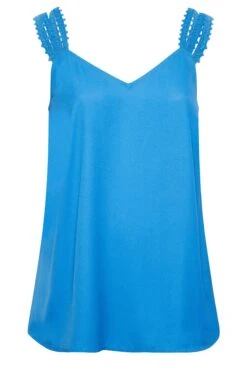 LIMITED COLLECTION Curve Blue Embroidered Strap Vest Top -Saga Dresses Shop b3bf682c ed60 40 215561 X