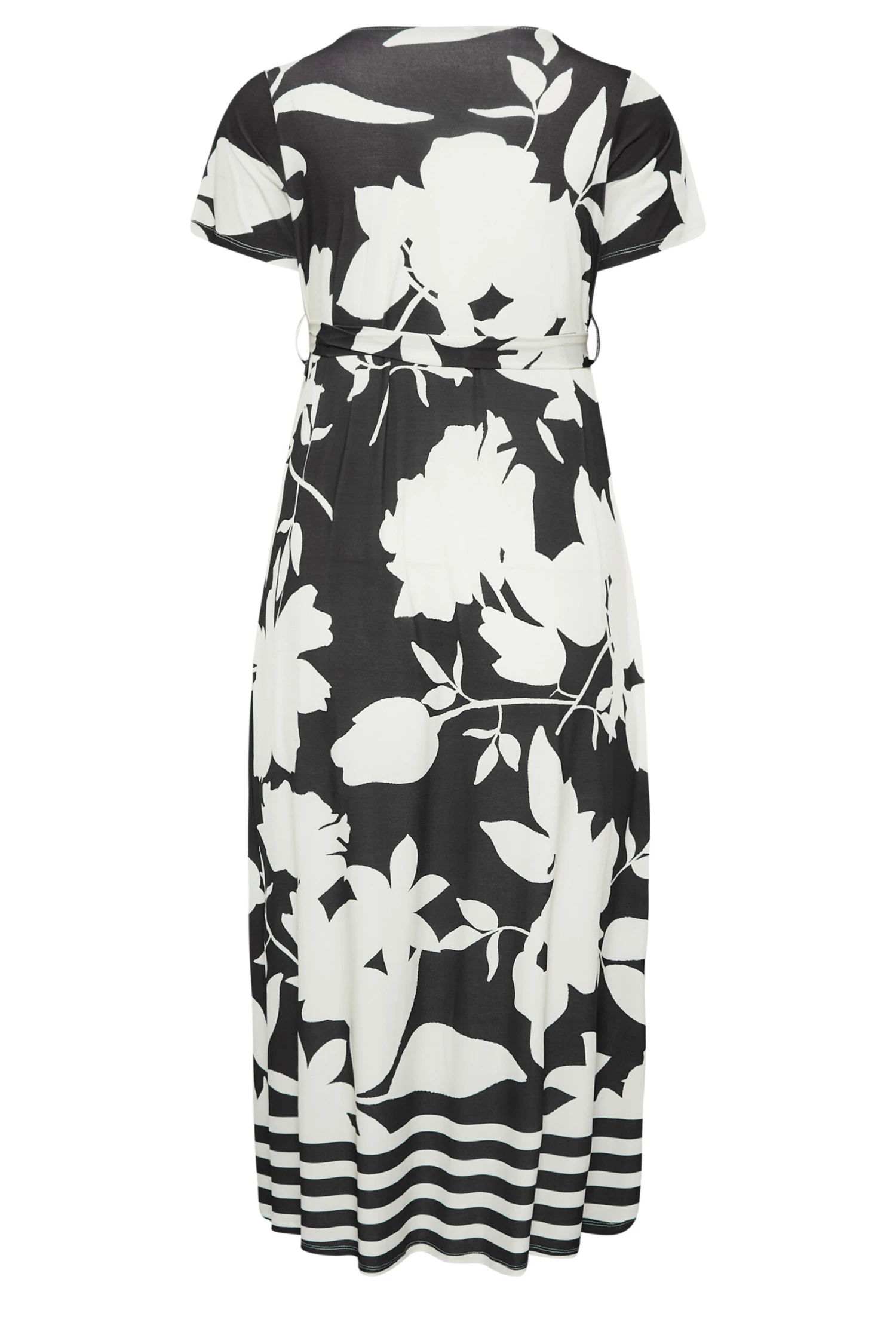 YOURS Curve Black Floral Midaxi Wrap Dress 6 YOURS Curve Black Floral Midaxi Wrap Dress - Image 6