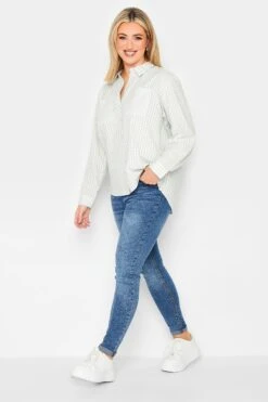 YOURS PETITE Curve Sage Green Gingham Pocket Shirt