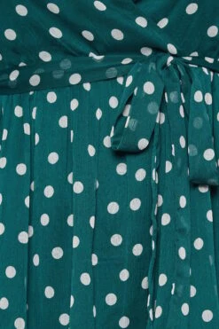 YOURS LONDON Curve Dark Green Polka Dot Wrap Top -Saga Dresses Shop b4aff5fe 4f3a 4c 162210 Z