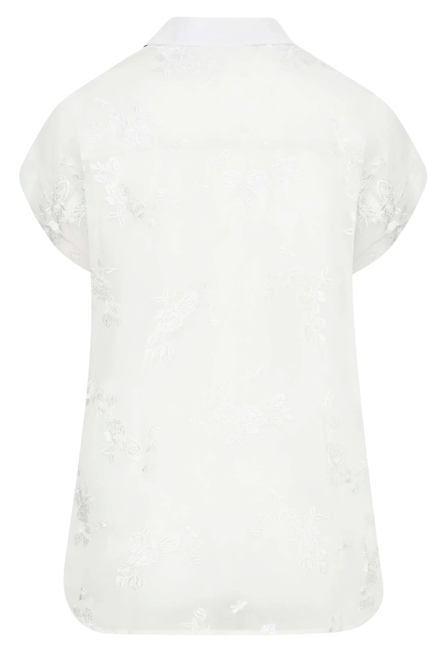 YOURS Curve White Floral Print Embroidered Shirt 7 YOURS Curve White Floral Print Embroidered Shirt - Image 7