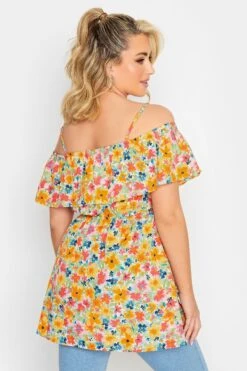 LIMITED COLLECTION Curve Blue Frill Cold Shoulder Top -Saga Dresses Shop b5ae683f 38ef 4f 215515 C