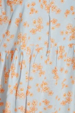 YOURS Curve Blue Floral Tie Neck Smock Top -Saga Dresses Shop b6a11bd9 95f8 4b 173756 Z