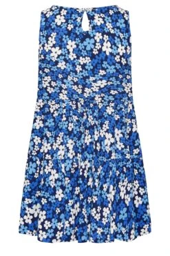 YOURS Curve Blue Floral Print Crinkle Vest Top -Saga Dresses Shop b6ec4c97 9281 4e 131860 Y
