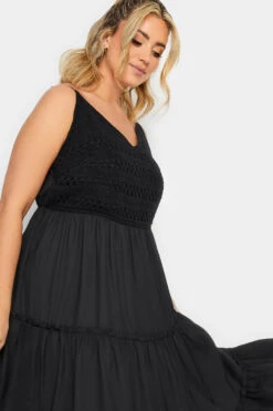 LIMITED COLLECTION Curve Black Crochet Tiered Midaxi Dress -Saga Dresses Shop b6fba855 719f 48 215581 D