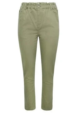 YOURS Curve Khaki Green Stretch Elasticated Waist MOM Jeans -Saga Dresses Shop b7055742 6149 40 143246 X