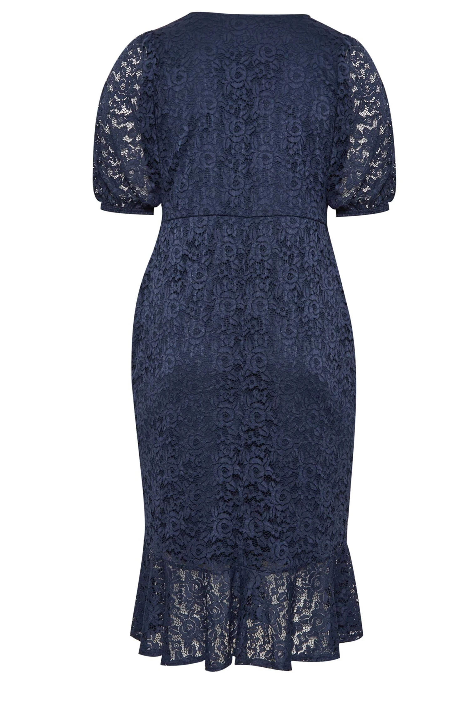 YOURS LONDON Navy Blue Lace Wrap Dress 6 YOURS LONDON Navy Blue Lace Wrap Dress - Image 6