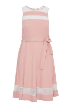 YOURS LONDON Curve Pink Mesh Panel Skater Dress -Saga Dresses Shop b7fb2336 eeea 48 161366 X