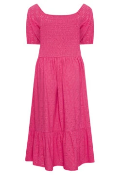 YOURS Curve Pink Shirred Broderie Anglaise Midaxi Dress 11 YOURS Curve Pink Shirred Broderie Anglaise Midaxi Dress -Saga Dresses Shop b8919028 f120 46 137541 Y