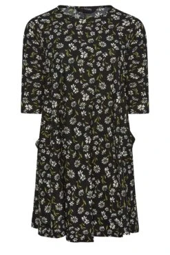 YOURS Curve Black Daisy Print Drape Pocket Mini Dress 10 YOURS Curve Black Daisy Print Drape Pocket Mini Dress -Saga Dresses Shop b8960d21 ae6b 48 301908 X