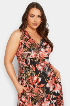 YOURS Curve Black & Orange Floral Print Wrap Maxi Dress 8 YOURS Curve Black & Orange Floral Print Wrap Maxi Dress -Saga Dresses Shop b8b3e2df 6b7e 43 301901 D