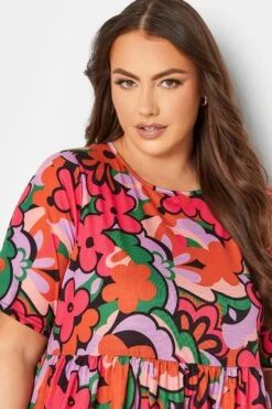 LIMITED COLLECTION Curve Pink Abstract Floral Print Midaxi Dress 9 LIMITED COLLECTION Curve Pink Abstract Floral Print Midaxi Dress -Saga Dresses Shop b8e02b84 efd3 47 215305 D