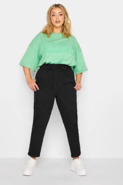YOURS Curve Black Paperbag Waist Stretch MOM Jeans