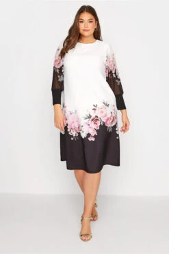 YOURS LONDON Curve White Floral Border Dress