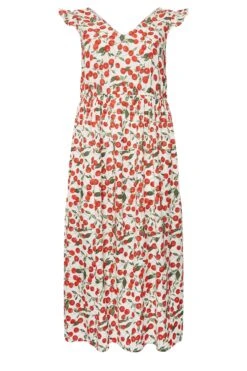 LIMITED COLLECTION Curve White Cherry Print Frill Maxi Dress 10 LIMITED COLLECTION Curve White Cherry Print Frill Maxi Dress -Saga Dresses Shop ba8086d6 2563 47 215683 X