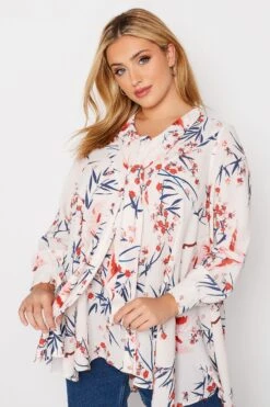 YOURS Curve White & Pink Floral Print Swing Shirt 8 YOURS Curve White & Pink Floral Print Swing Shirt -Saga Dresses Shop ba83d5d3 f02a 40 173865 D