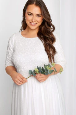 LUXE Curve White Sequin Hand Embellished Bridal Maxi Dress 8 LUXE Curve White Sequin Hand Embellished Bridal Maxi Dress -Saga Dresses Shop bad81f88 4c76 4e 161987 D