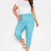 YOURS Curve Aqua Blue Cropped Stretch GRACE Jeggings