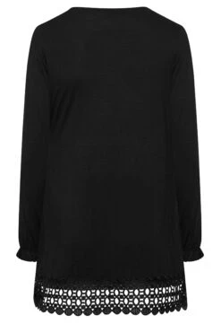 YOURS Curve Black Crochet Trim Tunic Top -Saga Dresses Shop bbfa13eb 1f4d 43 320479 Y