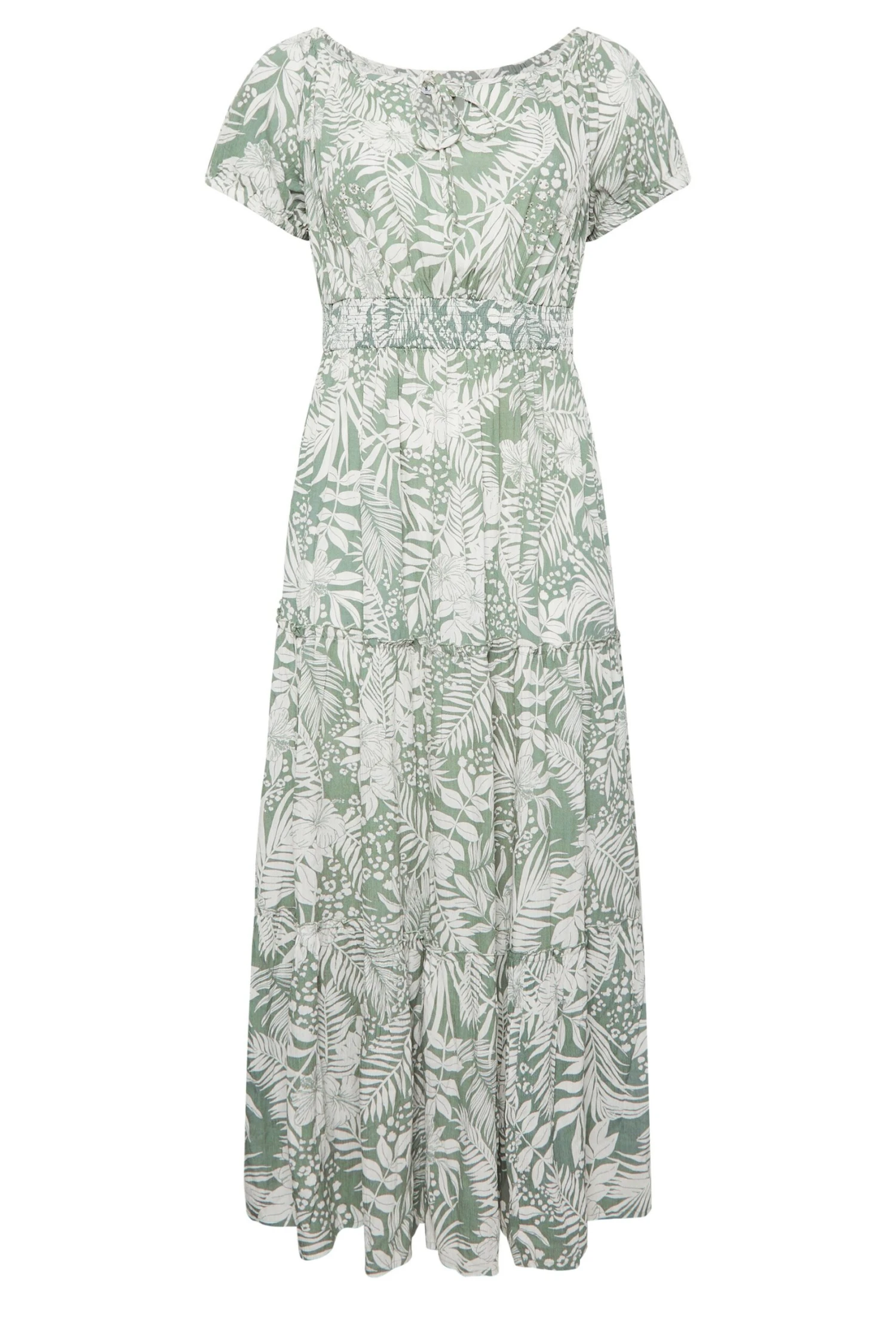 YOURS Curve Green Floral Print Bardot Maxi Dress 5 YOURS Curve Green Floral Print Bardot Maxi Dress - Image 5