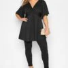 YOURS LONDON Curve Black Angel Sleeve Knot Front Top