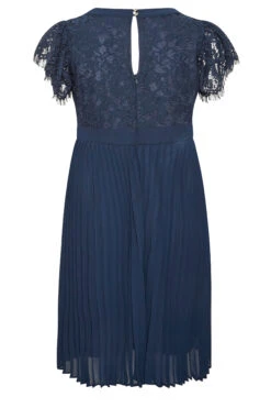 YOURS LONDON Curve Navy Blue Lace Wrap Pleated Midi Dress -Saga Dresses Shop bccb63bf b5c6 43 161898 Y