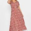 YOURS Curve Red Ditsy Print Maxi Dress