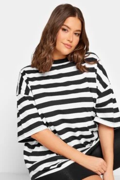 YOURS Curve Black Stripe Oversized Boxy T-Shirt -Saga Dresses Shop bddcfa28 ca44 42 320918 D